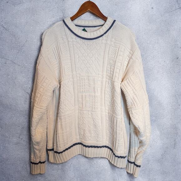 Vintage 90s Colours by Alexander Julian Cream 100% Cotton Knit Sweater Large - Picture 2 of 6